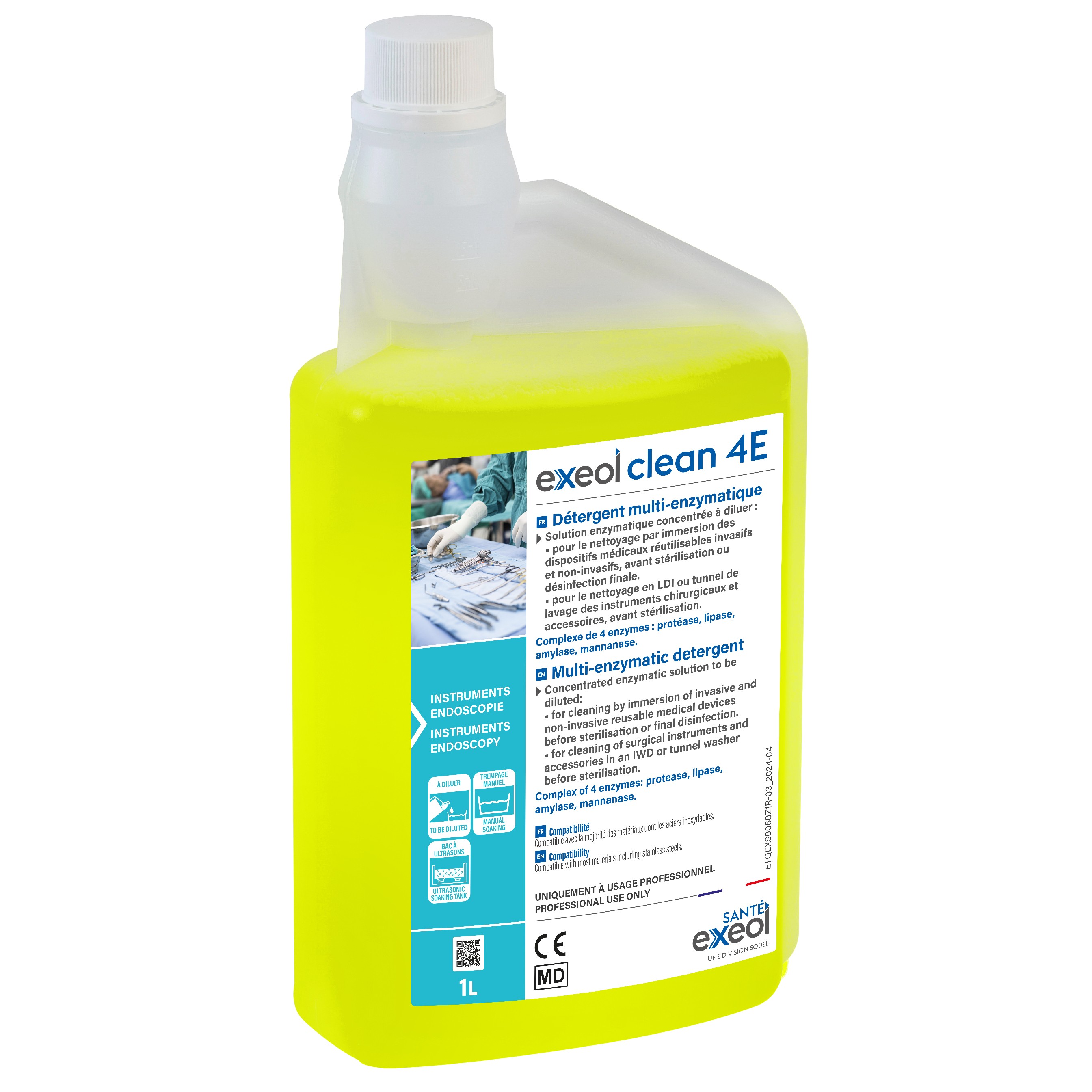 AVEC QUELS PRODUITS DOIT ON NETTOYER LES INSTRUMENTS AVANT DE LES PASSER A L'AUTOCLAVE 3 EXEOL CLEAN 4E