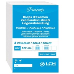 Draps d'examen plastifiés bleus 50x38 x 6 Rlx Draps d'examen plastifiés bleus 50x38 x 6 Rlx