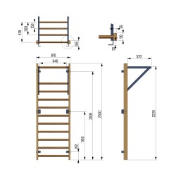 Avancée d'espalier fixe barreaux - bois/acier Avancée d'espalier fixe barreaux - bois/acier