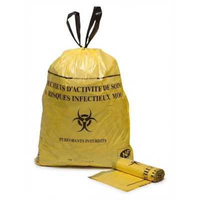 Sac à déchets médicaux DASRI 30 L jaune liens coulissants X 500