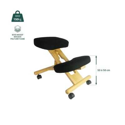 Siège ergonomique ACCENT WOOD Noir – Correction posturale Siège ergonomique ACCENT WOOD Noir – Correction posturale