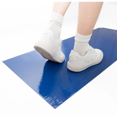 Lot de 4 tapis décontaminants Dispo Mat bleus 45 x 115 cm à feuilles adhésives numérotées