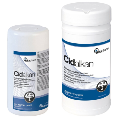 Lingettes désinfectantes Cidalkan Alkapharm hydroalcooliques large spectre sans rinçage