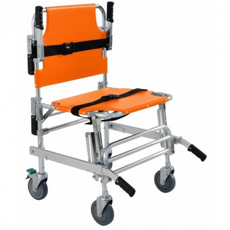 Chaise portoir Evacuation/Transfert, orange, 159 Kgs - 4 roues HOLTEX