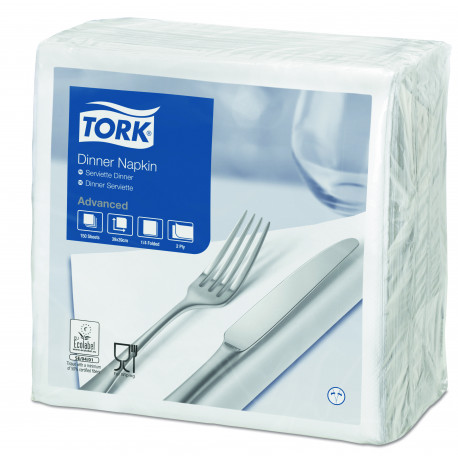 Serviettes blanches TORK 39x39 cm 2 plis x 1800