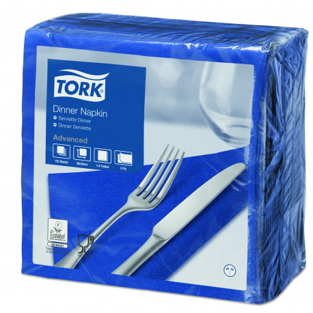 Serviettes bleues Océan TORK 2 plis 40x40 cm X 2000