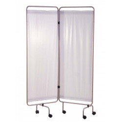 Paravent inox Holtex, 2 panneaux avec rideaux tendus blancs